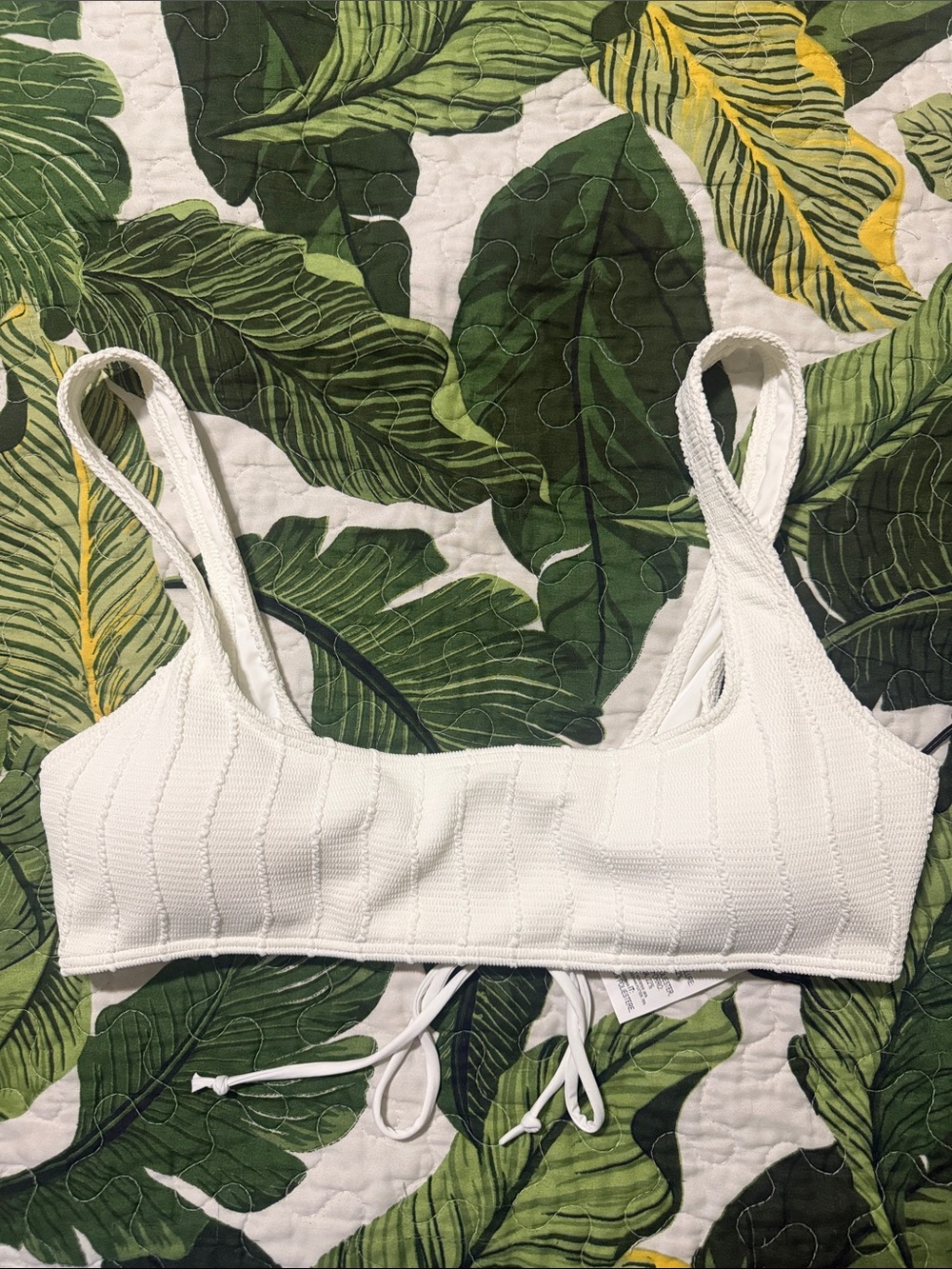 RVCA White Ribbed Bralette with Back Tie